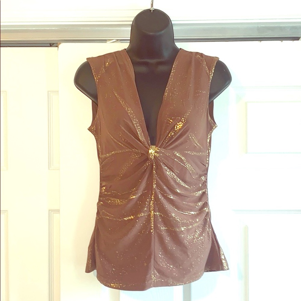 CHARLOTTE RUSSE Brown gold SPARKLY Sleeveless top